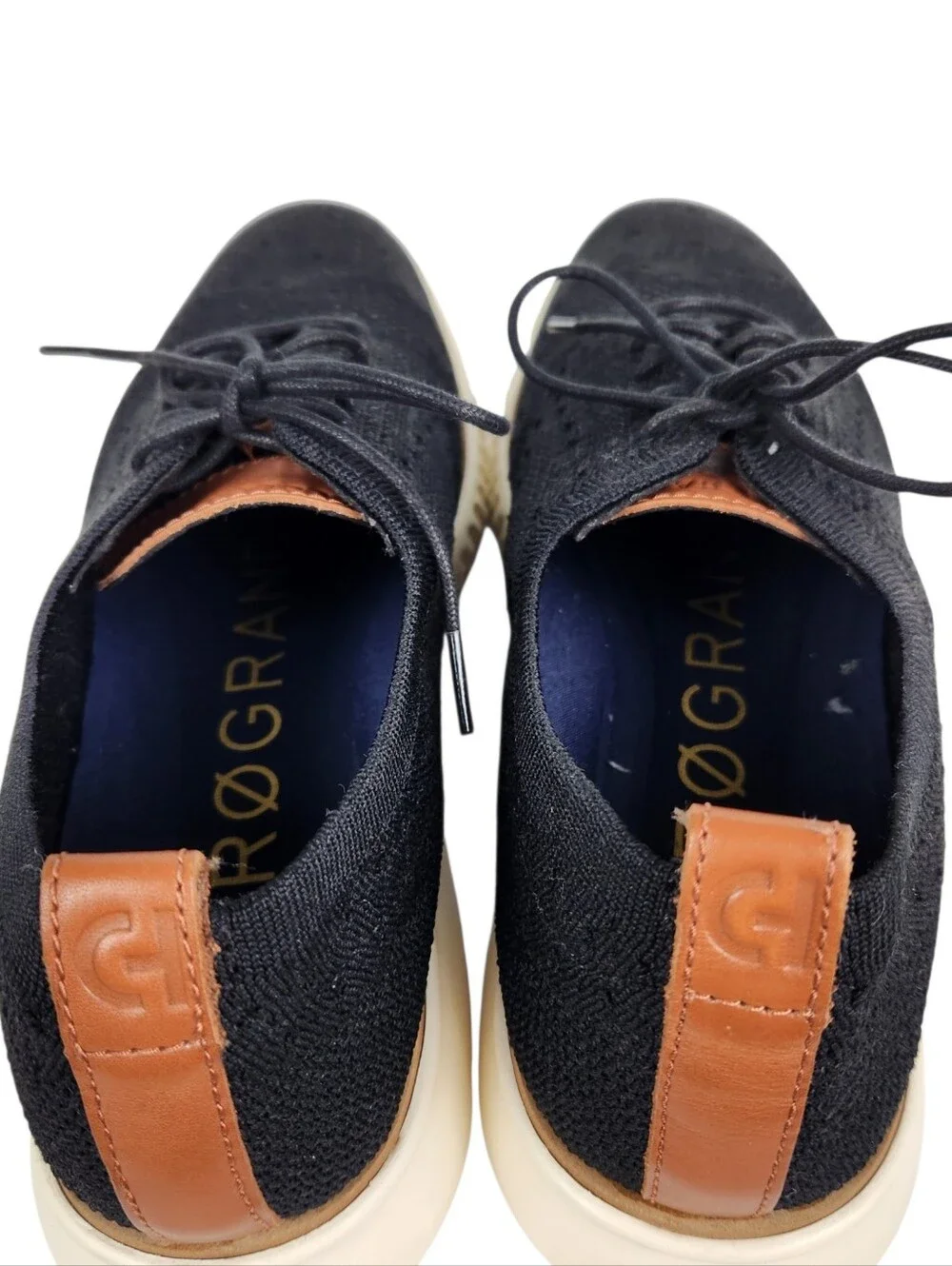 Cole Haan 2.Zerogrand Stitchlite Wingtip Oxford Sneakers Black Ivory Men Size 12